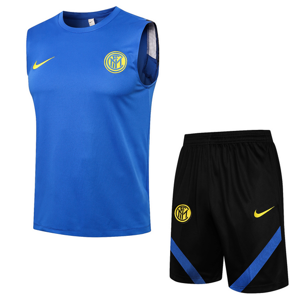 2021/22 Inter Milan Men's Blue Vest Training Kits Shirt with Shorts